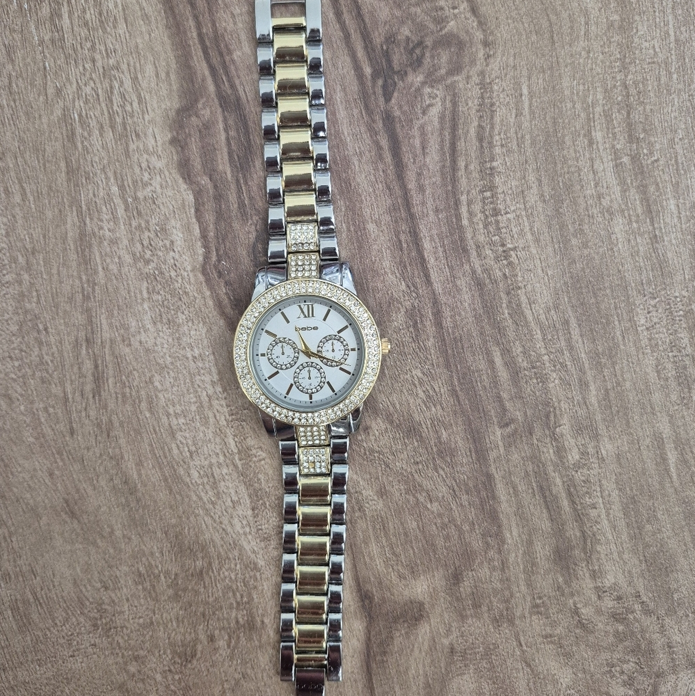 Gold and Silver Watch with Crystal Accents